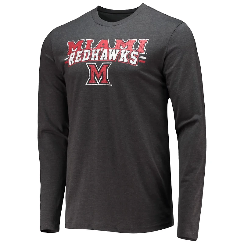 Concepts Sport Heathered Charcoal Miami University Hawks Meter Long Sleeve T-Shirt  Pants Sleep Set