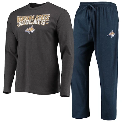 Concepts Sport Heathered Charcoal Montana State Bobcats Meter Long Sleeve T-Shirt  Pants Sleep Set