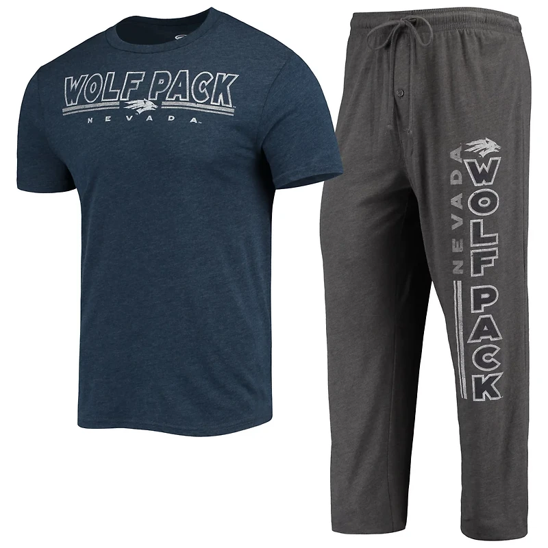 Concepts Sport Heathered Charcoal Nevada Wolf Pack Meter T-Shirt  Pants Sleep Set