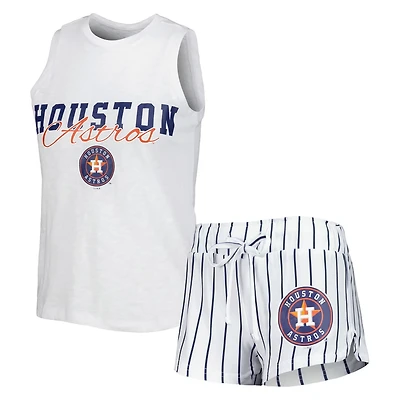 Concepts Sport Houston Astros Reel Pinstripe Tank Top  Shorts Sleep Set