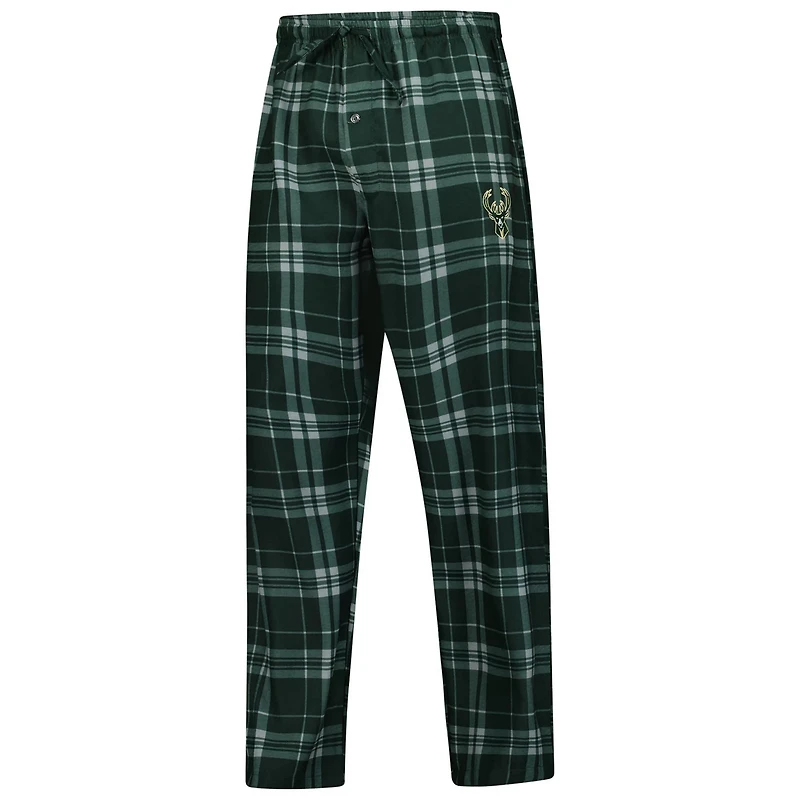 Concepts Sport Hunter Milwaukee Bucks Regulate Long Sleeve T-Shirt Plaid Pant Set