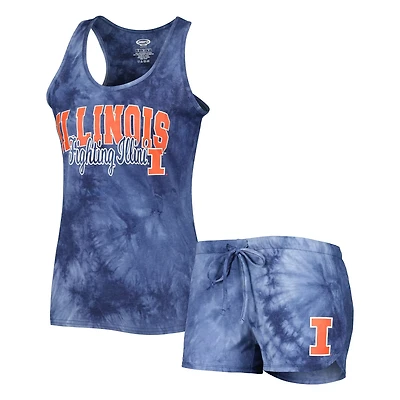 Concepts Sport Illinois Fighting Illini Billboard Tie-Dye Tank and Shorts Sleep Set