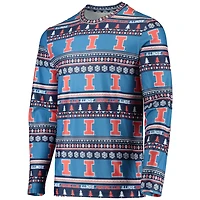 Concepts Sport Illinois Fighting Illini Ugly Sweater Long Sleeve T-Shirt and Pants Sleep Set