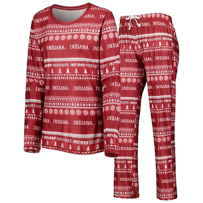Concepts Sport Indiana Hoosiers Holiday Long Sleeve T-Shirt and Pants Sleep Set
