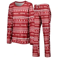Concepts Sport Indiana Hoosiers Holiday Long Sleeve T-Shirt and Pants Sleep Set