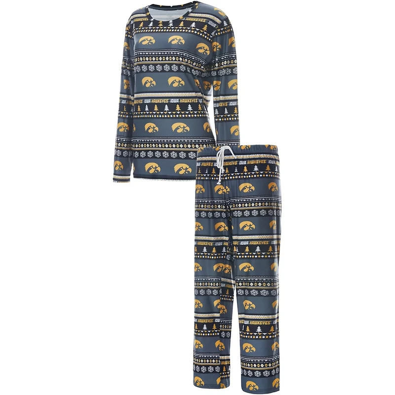 Concepts Sport Iowa Hawkeyes Holiday Long Sleeve T-Shirt and Pants Sleep Set