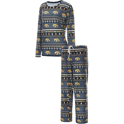 Concepts Sport Iowa Hawkeyes Holiday Long Sleeve T-Shirt and Pants Sleep Set