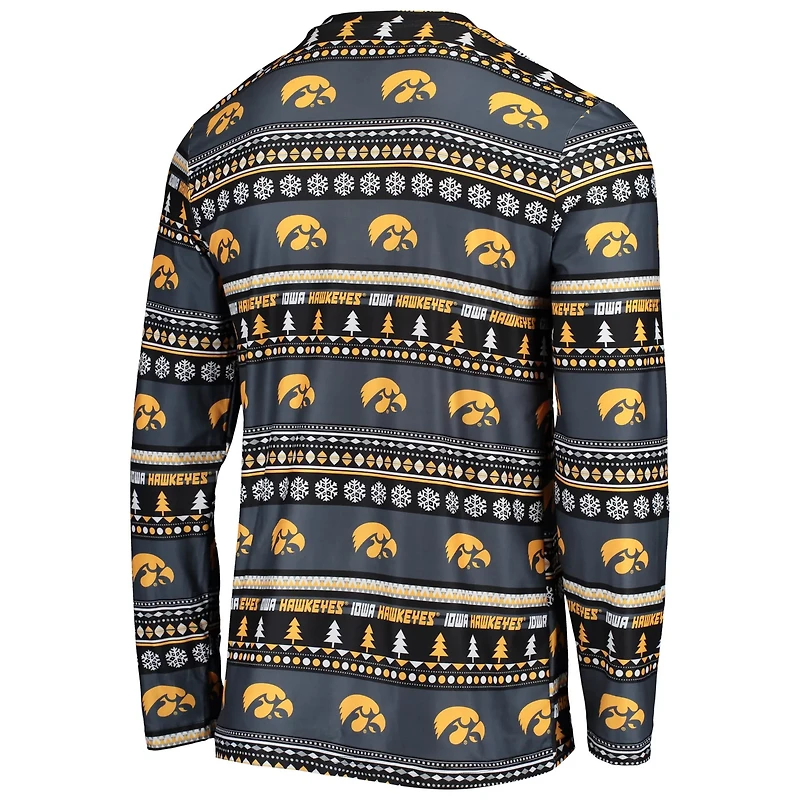 Concepts Sport Iowa Hawkeyes Ugly Sweater Long Sleeve T-Shirt and Pants Sleep Set
