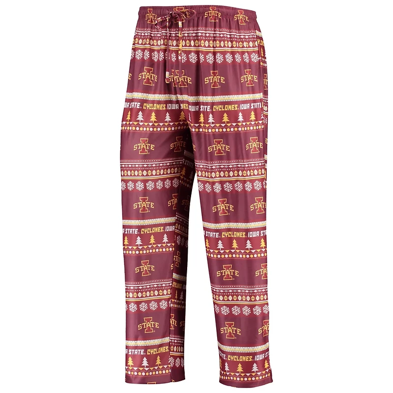 Concepts Sport Iowa State Cyclones Ugly Sweater Long Sleeve T-Shirt and Pants Sleep Set