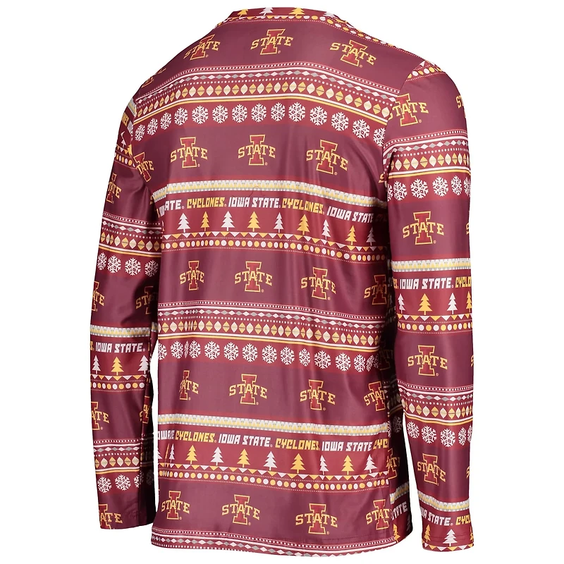Concepts Sport Iowa State Cyclones Ugly Sweater Long Sleeve T-Shirt and Pants Sleep Set