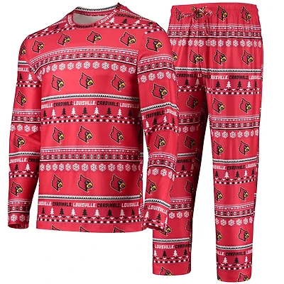 Concepts Sport Louisville Cardinals Ugly Sweater Long Sleeve T-Shirt and Pants Sleep Set