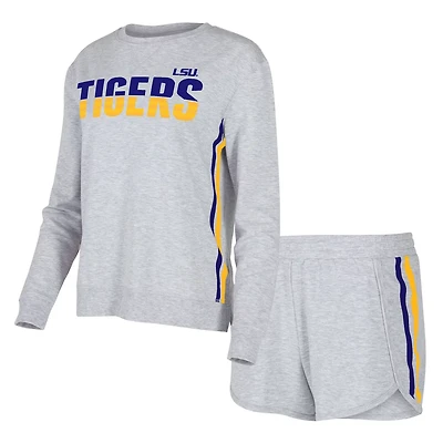 Concepts Sport LSU Tigers Cedar Tri-Blend Long Sleeve T-Shirt  Shorts Sleep Set
