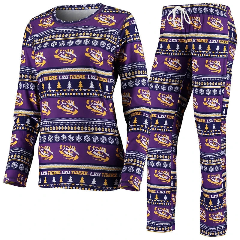 Concepts Sport LSU Tigers Holiday Long Sleeve T-Shirt  Pants Sleep Set