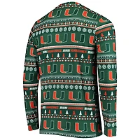 Concepts Sport Miami Hurricanes Ugly Sweater Knit Long Sleeve Top and Pant Set