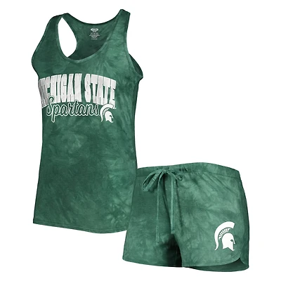 Concepts Sport Michigan State Spartans Billboard Tie-Dye Tank and Shorts Sleep Set