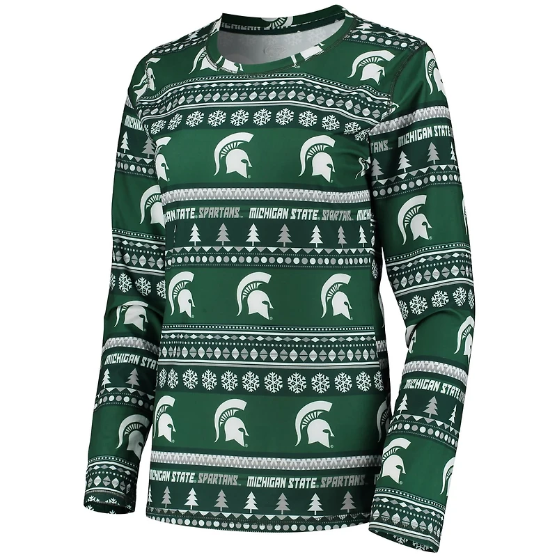 Concepts Sport Michigan State Spartans Holiday Long Sleeve T-Shirt  Pants Sleep Set