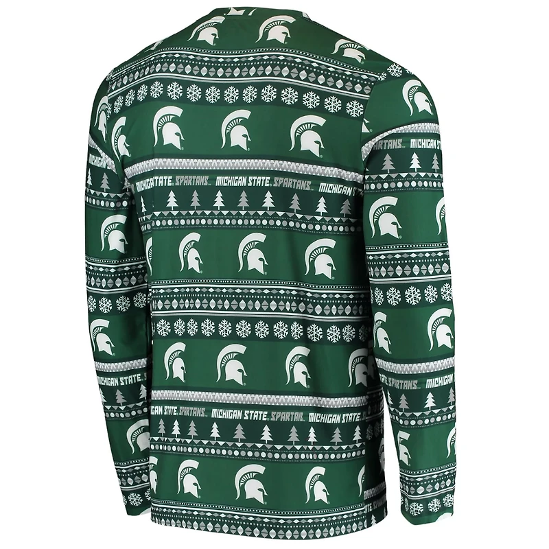 Concepts Sport Michigan State Spartans Ugly Sweater Knit Long Sleeve Top and Pant Set