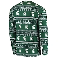 Concepts Sport Michigan State Spartans Ugly Sweater Knit Long Sleeve Top and Pant Set