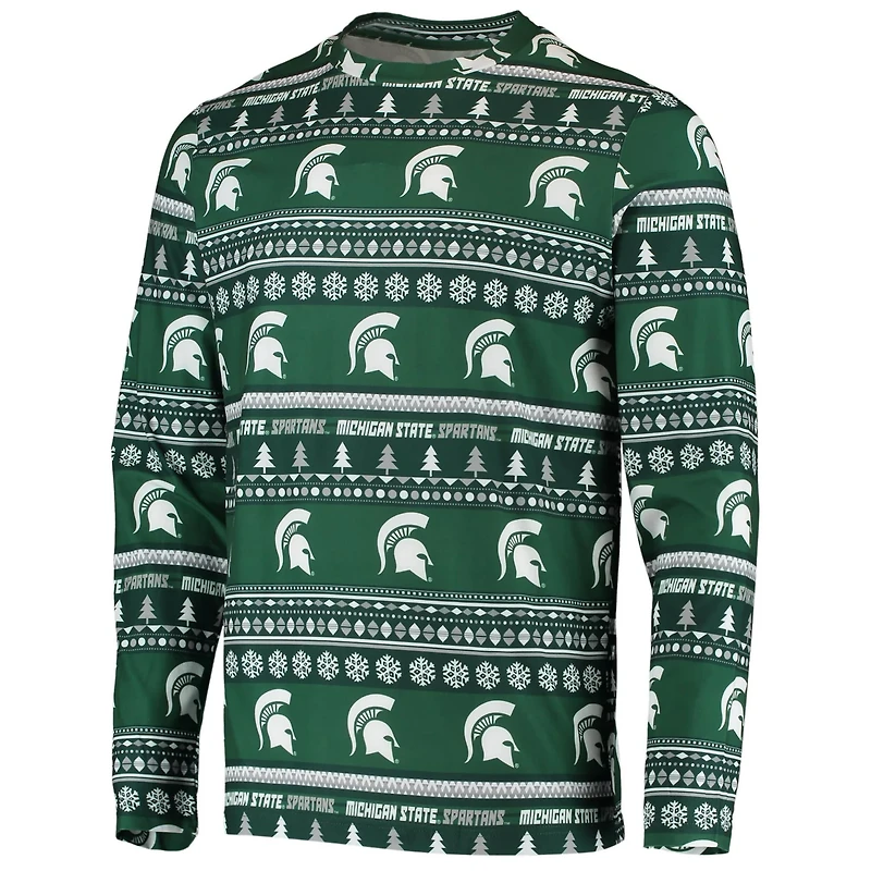 Concepts Sport Michigan State Spartans Ugly Sweater Knit Long Sleeve Top and Pant Set