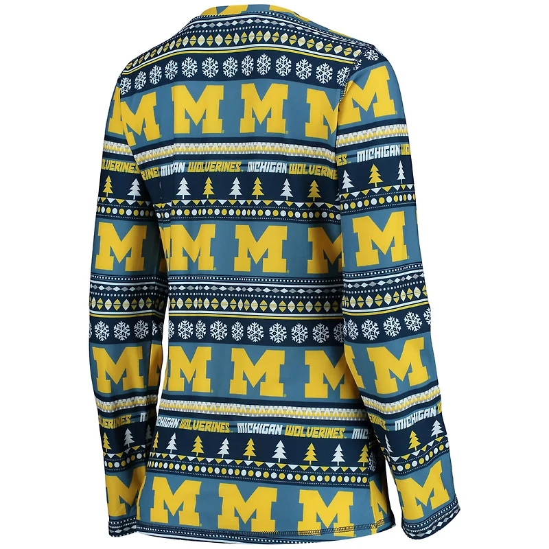 Concepts Sport Michigan Wolverines Holiday Long Sleeve T-Shirt  Pants Sleep Set