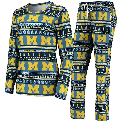 Concepts Sport Michigan Wolverines Holiday Long Sleeve T-Shirt  Pants Sleep Set