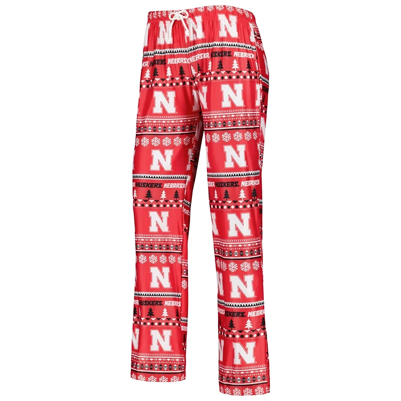 Concepts Sport Nebraska Huskers Holiday Long Sleeve T-Shirt and Pants Sleep Set