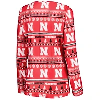 Concepts Sport Nebraska Huskers Holiday Long Sleeve T-Shirt and Pants Sleep Set