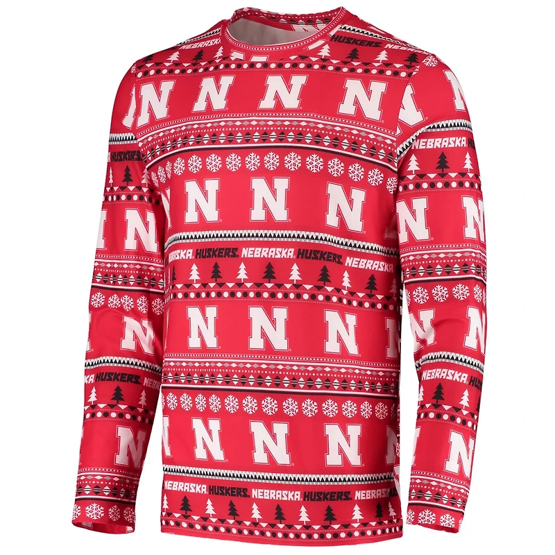 Concepts Sport Nebraska Huskers Ugly Sweater Knit Long Sleeve Top and Pant Set