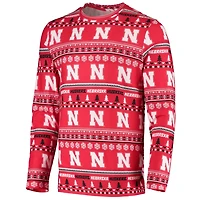 Concepts Sport Nebraska Huskers Ugly Sweater Knit Long Sleeve Top and Pant Set