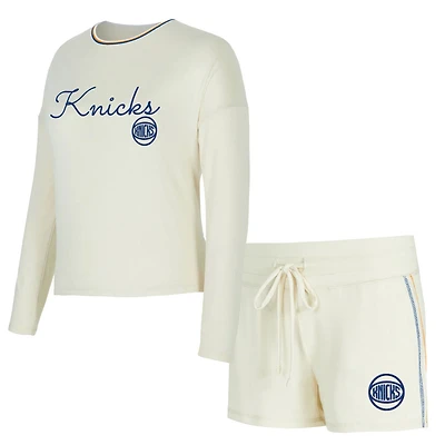 Concepts Sport New York Knicks Kaki Hacci Knit Long Sleeve T-Shirt  Shorts Set