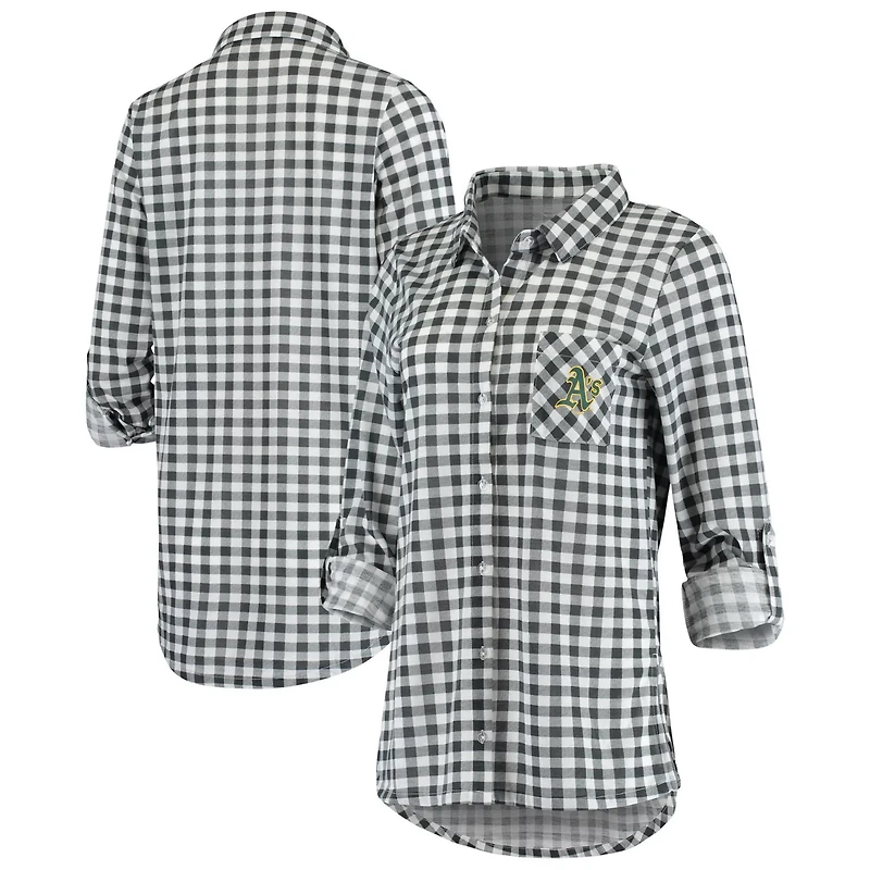 Concepts Sport Oakland Athletics Wanderer Long Sleeve Button-Up Nightshirt
