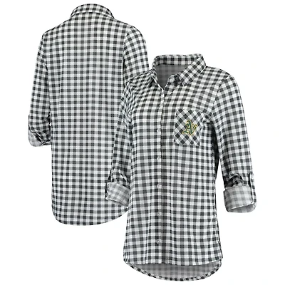 Concepts Sport Oakland Athletics Wanderer Long Sleeve Button-Up Nightshirt