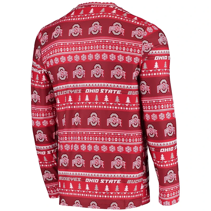 Concepts Sport Ohio State Buckeyes Ugly Sweater Knit Long Sleeve Top and Pant Set