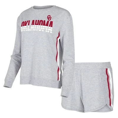 Concepts Sport Oklahoma Sooners Cedar Tri-Blend Long Sleeve T-Shirt  Shorts Sleep Set