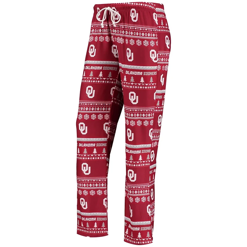 Concepts Sport Oklahoma Sooners Holiday Long Sleeve T-Shirt  Pants Sleep Set