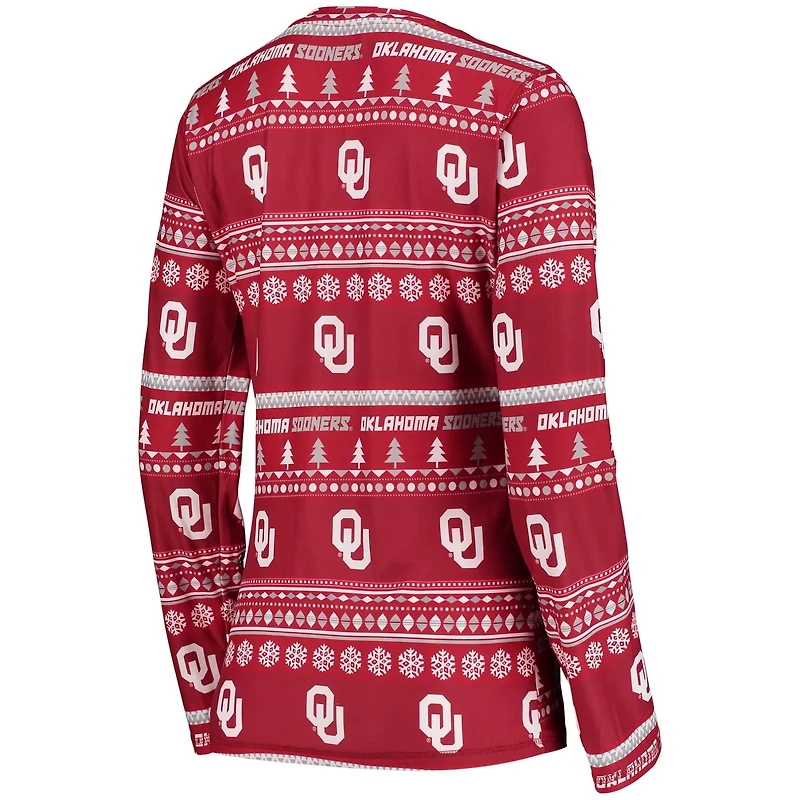 Concepts Sport Oklahoma Sooners Holiday Long Sleeve T-Shirt  Pants Sleep Set