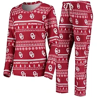 Concepts Sport Oklahoma Sooners Holiday Long Sleeve T-Shirt  Pants Sleep Set