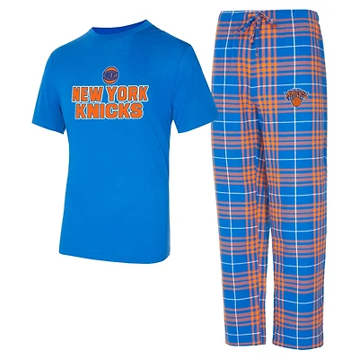 Concepts Sport Orange New York Knicks Vector T-Shirt Flannel Pants Sleep Set