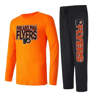 Concepts Sport Orange Philadelphia Flyers Meter Long Sleeve T-Shirt  Pants Sleep Set