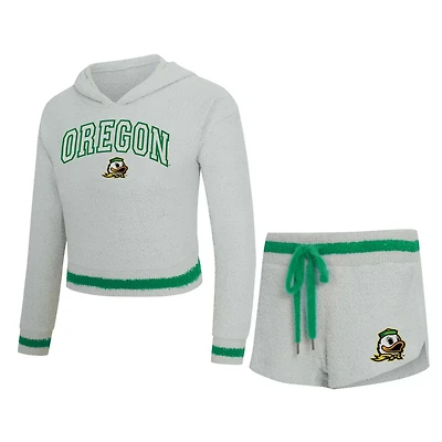 Concepts Sport Oregon Ducks Whitley Long Sleeve Hoodie Top  Shorts Set