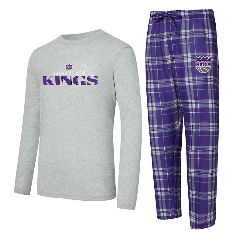 Concepts Sport Sacramento Kings Regulate Long Sleeve T-Shirt Plaid Pant Set
