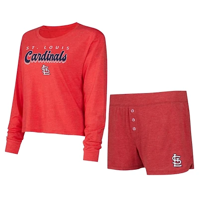 Concepts Sport St Louis Cardinals Meter Knit Long Sleeve T-Shirt  Shorts Set