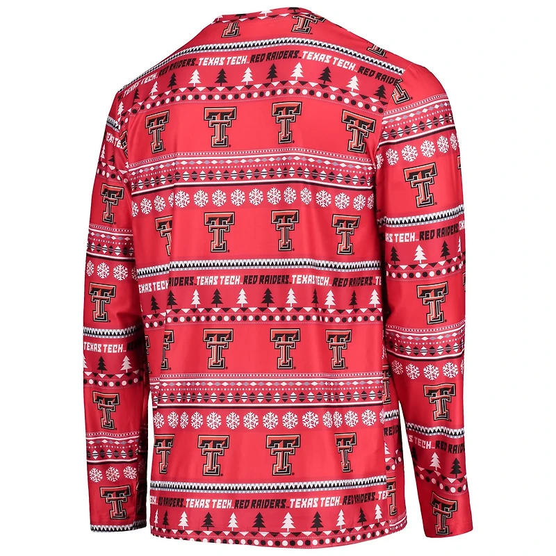 Concepts Sport Texas Tech Raiders Ugly Sweater Long Sleeve T-Shirt and Pants Sleep Set