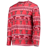 Concepts Sport Texas Tech Raiders Ugly Sweater Long Sleeve T-Shirt and Pants Sleep Set