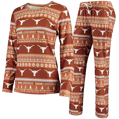 Concepts Sport Texas Longhorns Holiday Long Sleeve T-Shirt  Pants Sleep Set