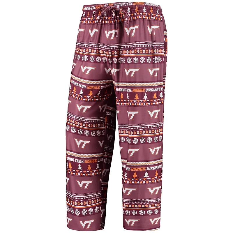 Concepts Sport Virginia Tech Hokies Ugly Sweater Long Sleeve T-Shirt and Pants Sleep Set