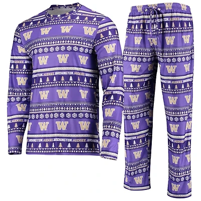 Concepts Sport Washington Huskies Ugly Sweater Long Sleeve T-Shirt and Pants Sleep Set