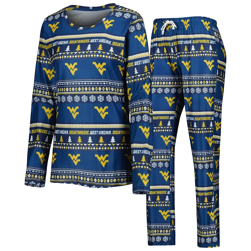 Concepts Sport West Virginia Mountaineers Holiday Long Sleeve T-Shirt and Pants Sleep Set