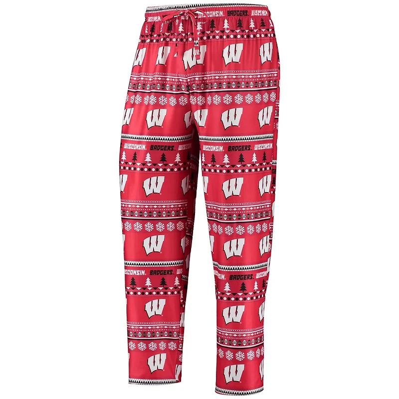 Concepts Sport Wisconsin Badgers Ugly Sweater Long Sleeve T-Shirt and Pants Sleep Set