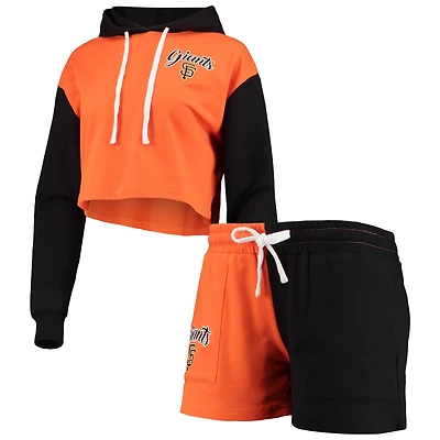 FOCO Black San Francisco Giants Color-Block Pullover Hoodie  Shorts Lounge Set